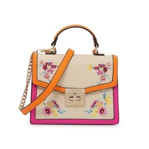 Aldo Beige Mini Bag with Orange and Pink Floral Accents